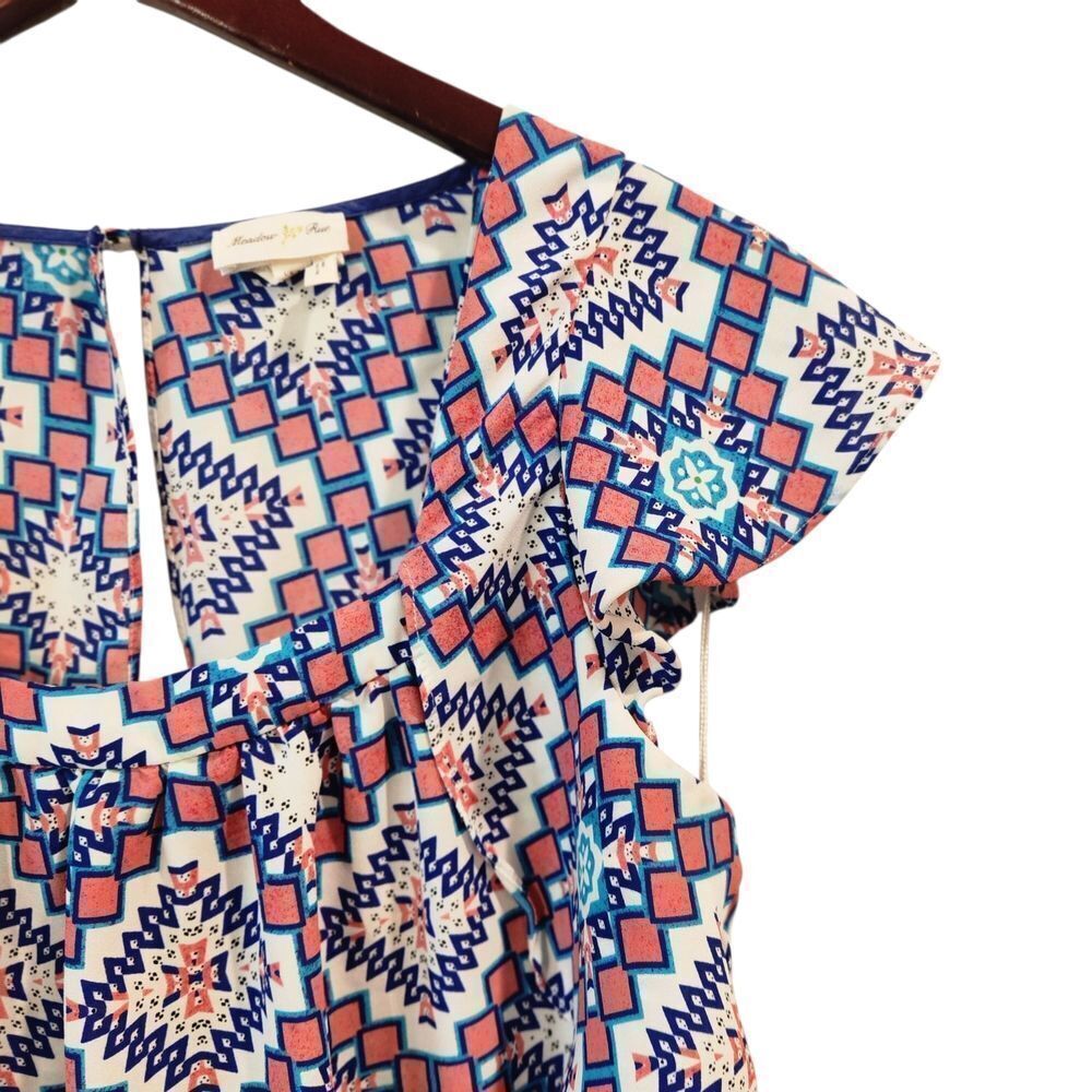Anthropologie Meadow Rue Top Women's Small  US 4 Pink Multi Color Flutter Top - Picture 4 of 8